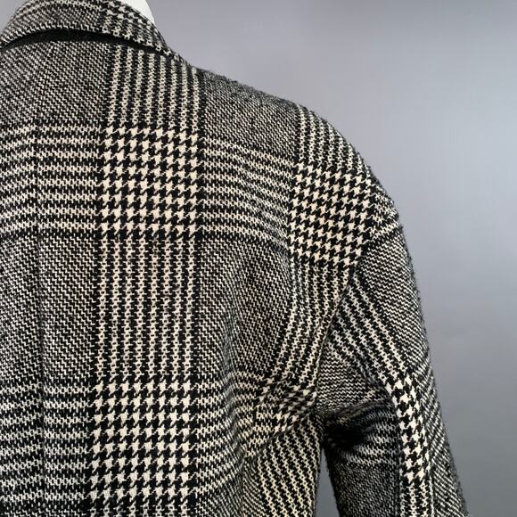 MICHAEL by MICHAEL KORS Size S Black White Wool Blend Plaid Double Breasted Coat - Picture 7 of 12